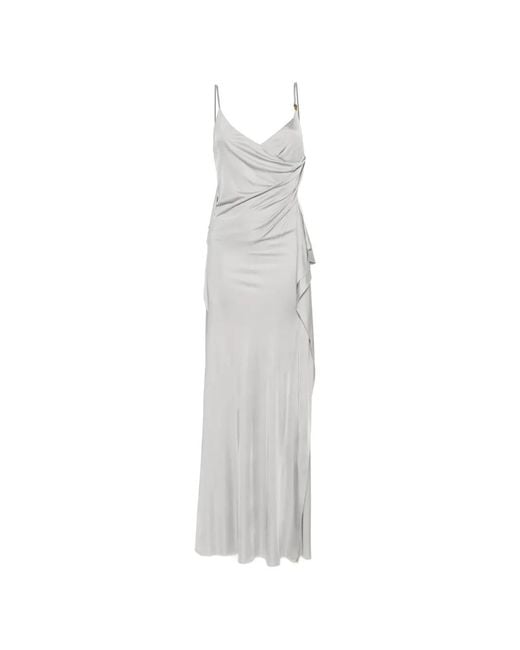 Versace White Sleeveless Draped Gown