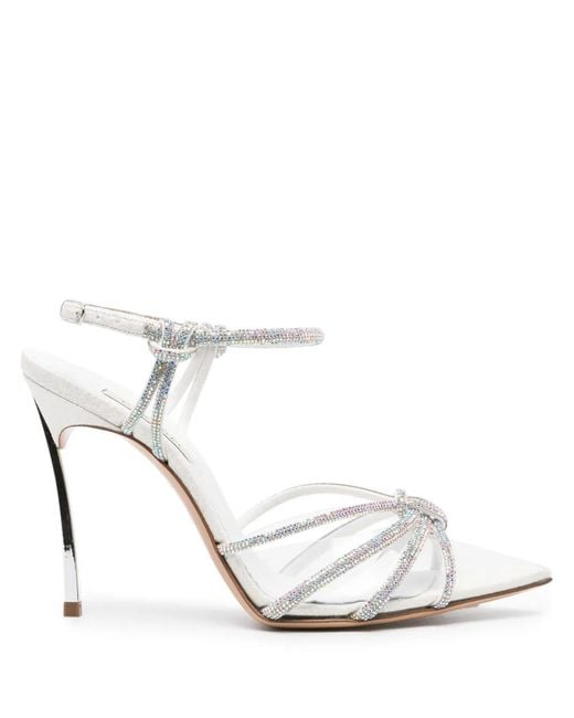 Casadei White Blade C+C 100Mm Rhinestone-Embellished Pumps