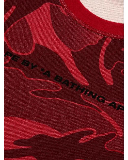 Aape By A Bathing Ape Red Moonface Reversible Camouflage-Print T-Shirt for men