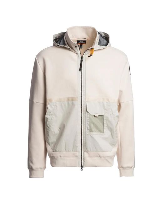  ホワイト ジップアップジャケット M Parajumpers メンズ ホワイト ジップアップ フーデッドジャケットの