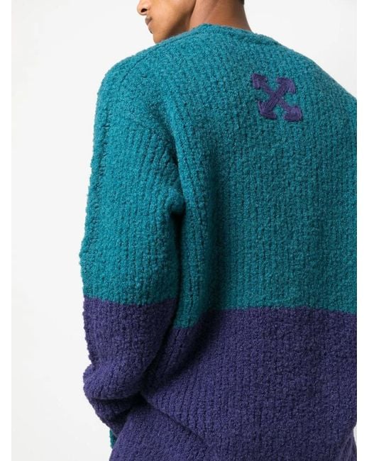 Off-White c/o Virgil Abloh Blue Chunky Knit Jumper for men