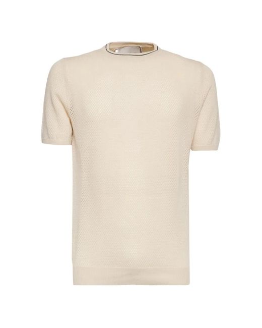 Amaranto White Round-Neck Openwork T-Shirt for men