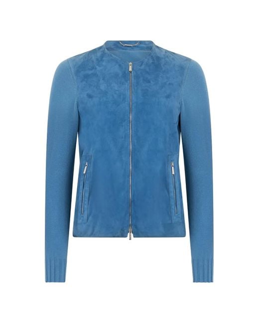 Moorer Blue Erica Panelled Cardigan