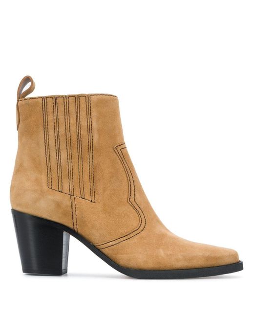 Ganni Brown Western 70mm Ankle Boots