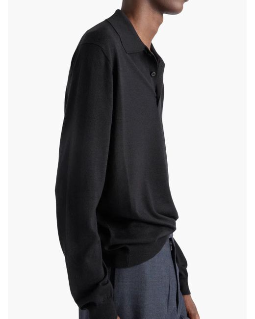 Prada Black Knitted Polo Shirt for men