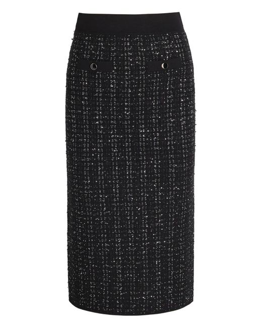 Veronica Beard Black Eyelet Tweed Skirt