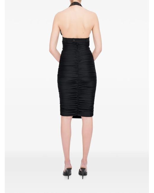 MEDEA Black Ruched Midi Dress