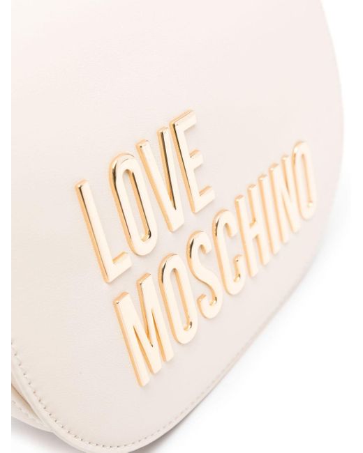 Love Moschino Natural Umhängetasche mit Logo-Schild