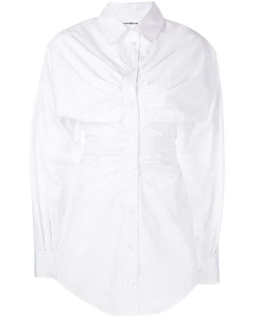 Alexander Wang White Ruched Hourglass Shirtdress