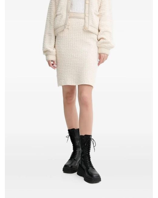 Blugirl Blumarine White Bleistiftrock Mit Tweed-Struktur