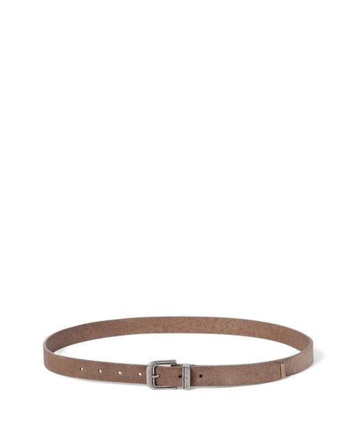 Brunello Cucinelli White Leather Belt for men