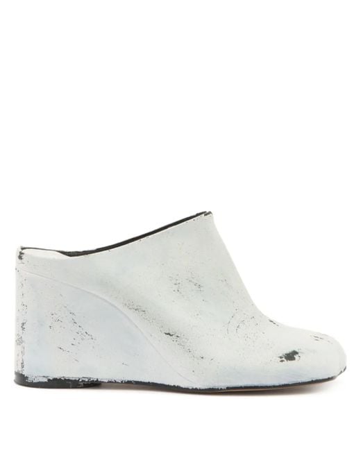 MM6 by Maison Margiela White Leather Mules