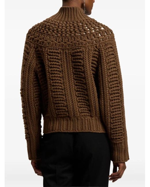 Ralph Lauren Brown Cashmere Hand-Knit Yoke Cardigan