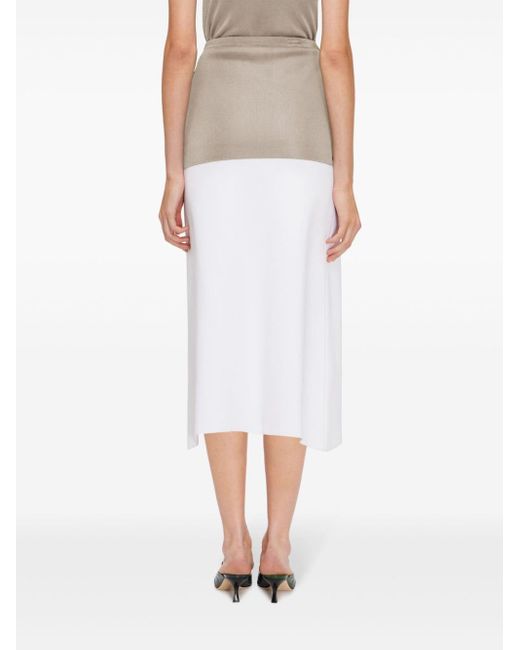 Ferragamo White Two-tone High-waisted Skirt
