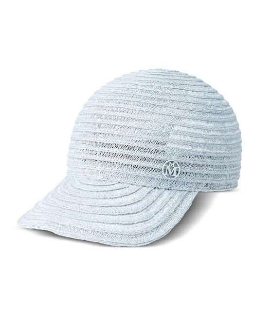 Maison Michel Blue Tiger Straw Baseball Cap