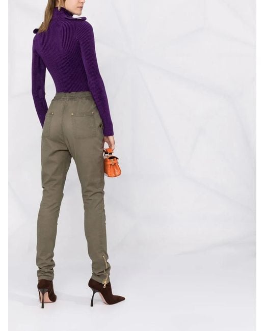 Balmain Green Ankle-Zip Track Pants