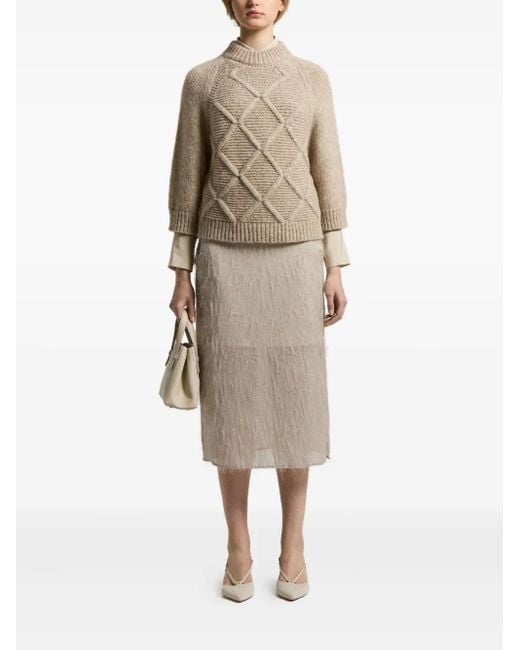 Peserico Natural Diamond-Pattern Sweater