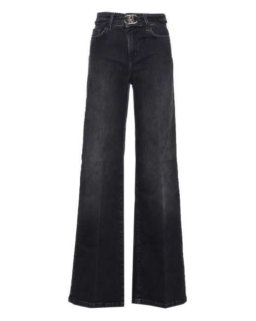 Liu Jo Blue High-Waisted Wide-Leg Jeans With Belt Detail