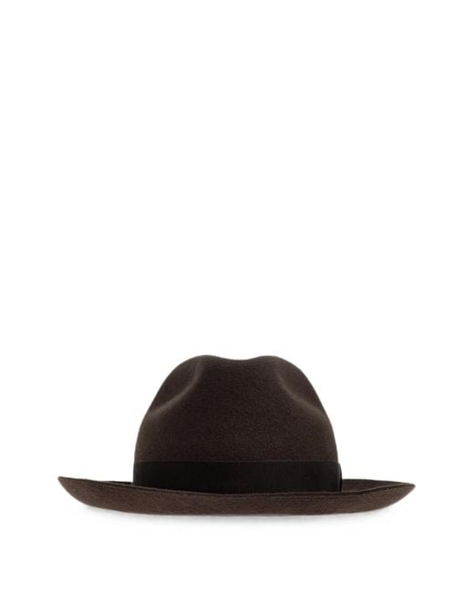 Giorgio Armani Black Grosgrain-Trim Fedora Hat for men
