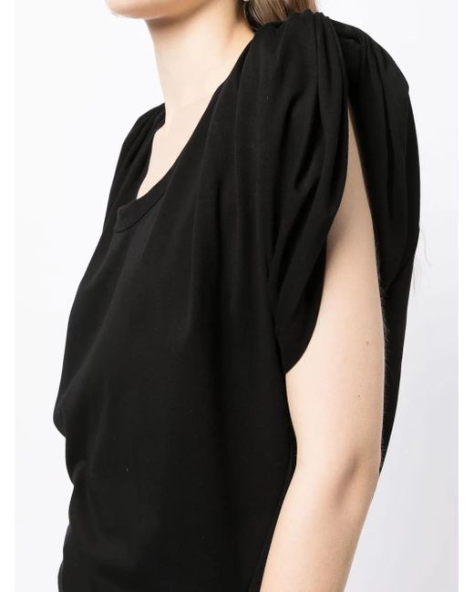 Alexander Wang Black Draped Shoulder Sleeveless Top Clothing
