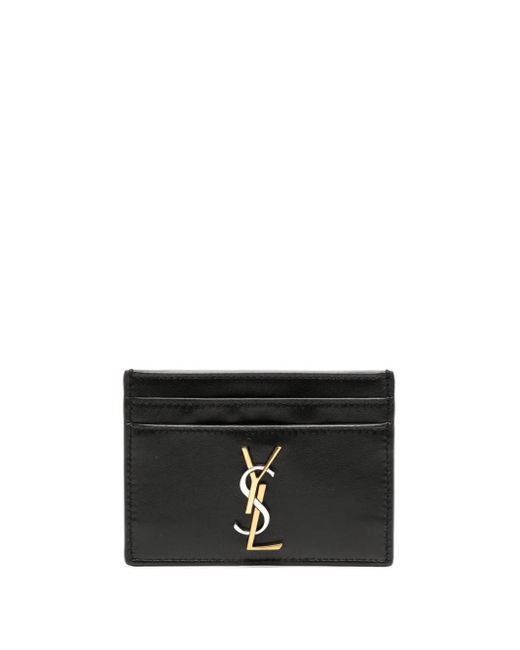 Saint Laurent Black Logo-Plaque Leather Cardholder