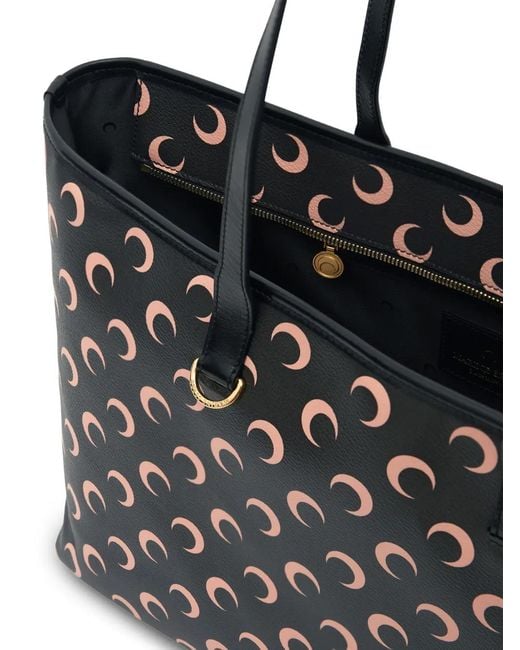 MARINE SERRE Black Moon Canvas Tote Bag