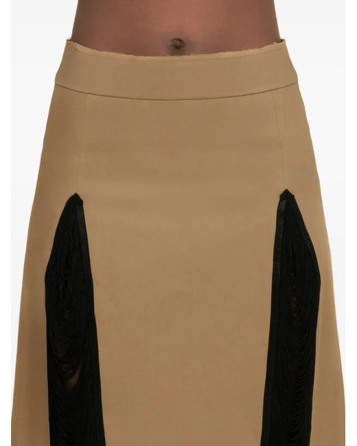 Contessa Mills Natural Madeleine Fringe-Detail Skirt