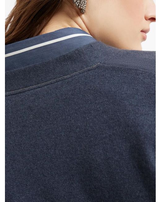 Brunello Cucinelli Blue Button-Front Cashmere Cardigan