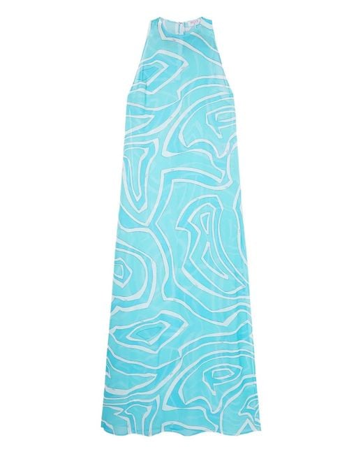 Emilio Pucci Blue Labirinto-Print Long Dress