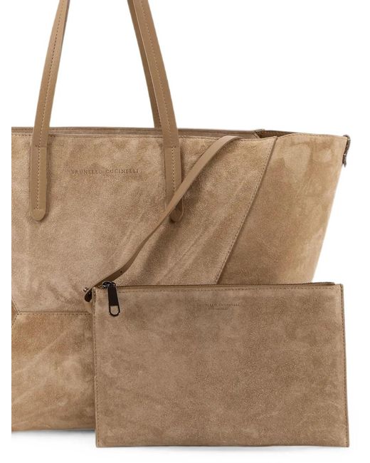 Brunello Cucinelli Natural Suede Tote Bag