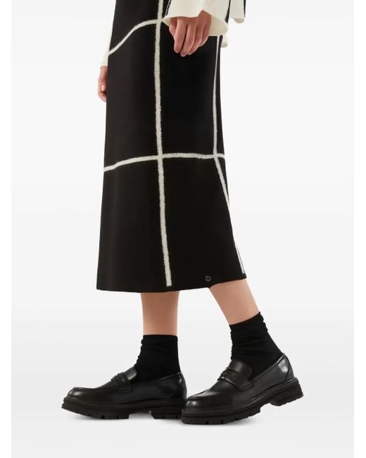Max Mara Black Midirock mit Gittermuster