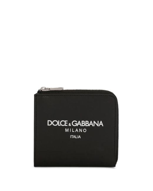 Dolce & Gabbana Black Logo Print Leather Wallet for men