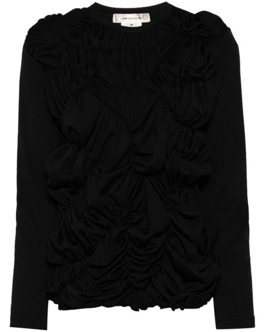 Ruched-detail long-sleeved top Comme des Garçons de color Black