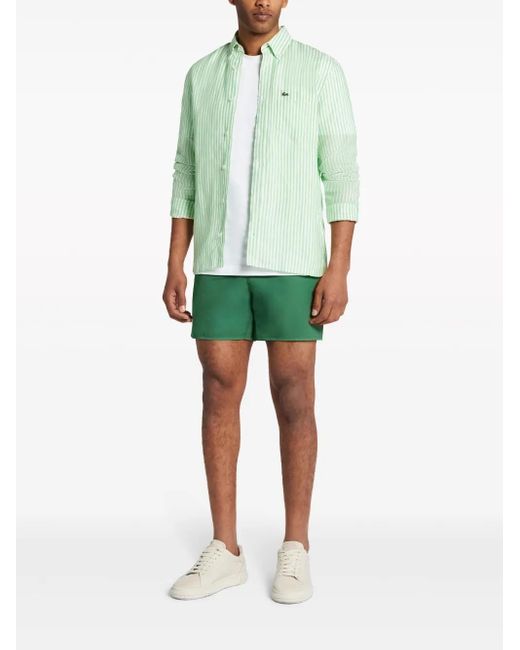 Lacoste Green Embroidered-Logo Swim Shorts for men