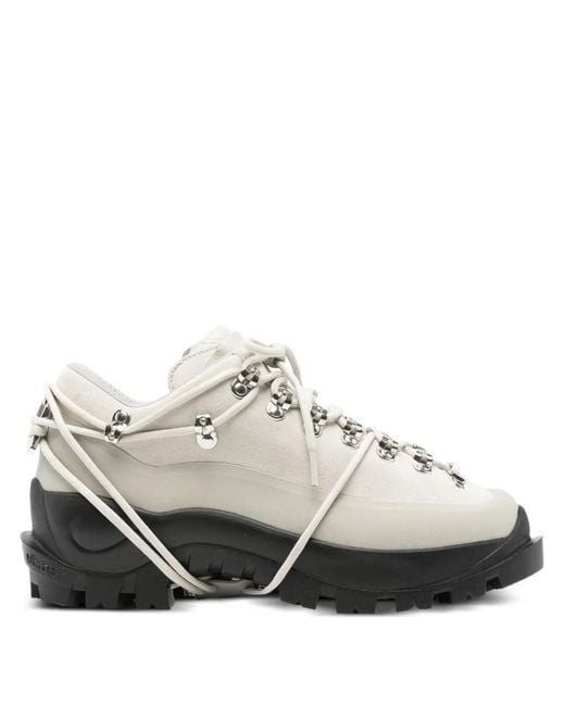 HELIOT EMIL White Lace-Up Panelled Hiking Boots for men