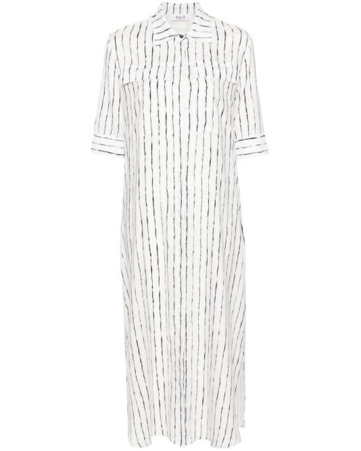 Aviu White Stripe-pattern Shirt Dress
