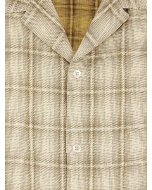 Séfr White Ignacio Notched Collar Checked Shirt for men