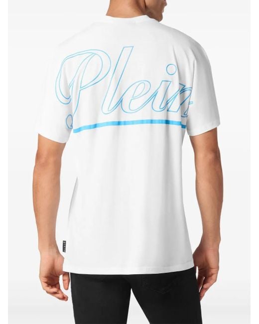 Philipp Plein White Logo-Print Cotton T-Shirt for men