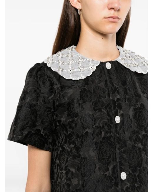 Sister Jane Black Round-Collar Buttoned Dress