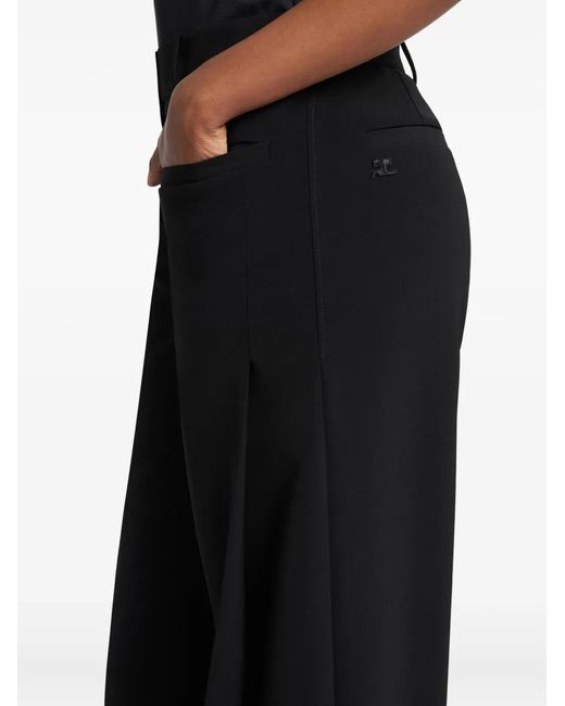 Courreges Black Logo Pleated Trousers