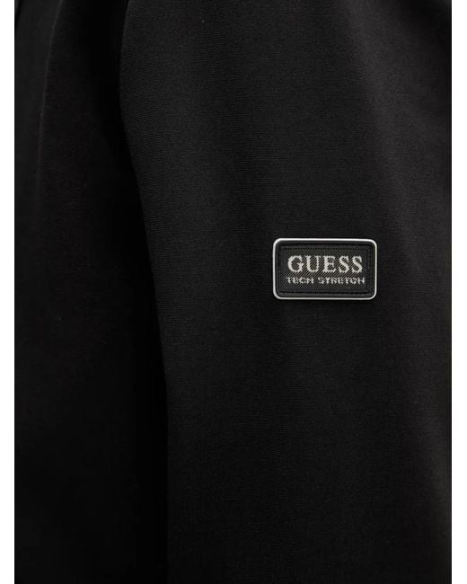 Guess Black Logo-Patch Zip-Up Hoodie for men