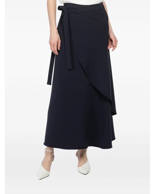 Peter Cohen Blue Wrap-Style Maxi Skirt