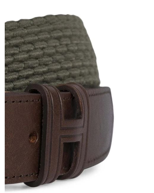 Hackett Gray Parachute Braided Leather-Trim Belt for men