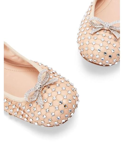 Rene Caovilla Pink Rhinestone-Embellished Ballerina Shoes