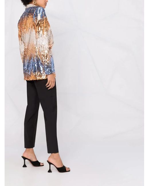 Philipp Plein Blue Sequin Single-Breasted Blazer