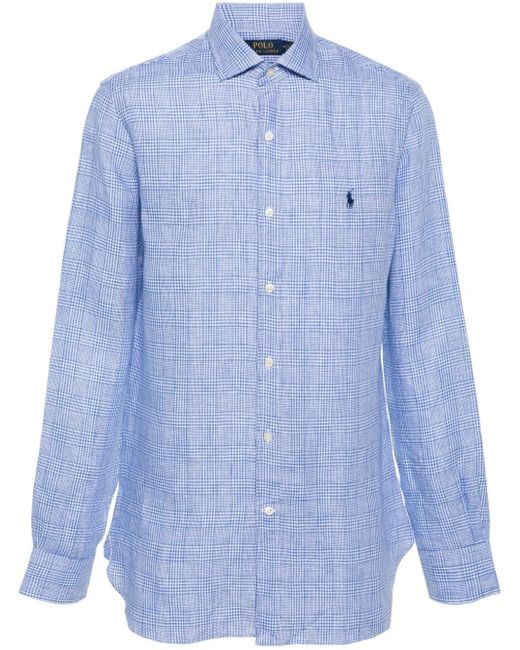 Polo Ralph Lauren Blue Check-pattern Linen Shirt for men