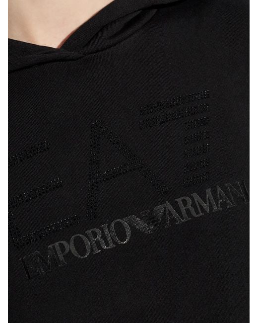 EA7 Black Logo-Detail Hoodie