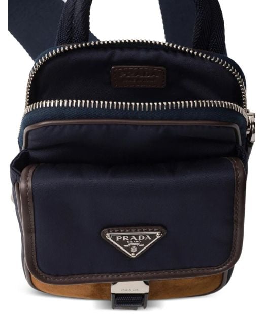 Prada Blue Re-Nylon Triangle-Logo Shoulder Bag for men