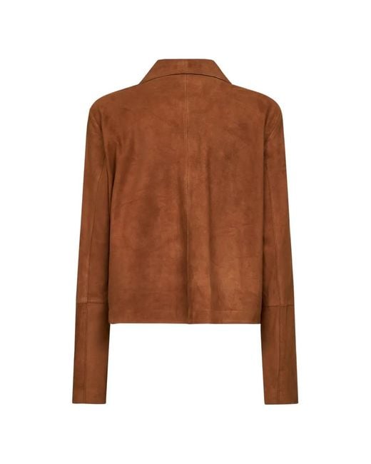 Arma Brown Veste En Cuir Boutonnée À Col