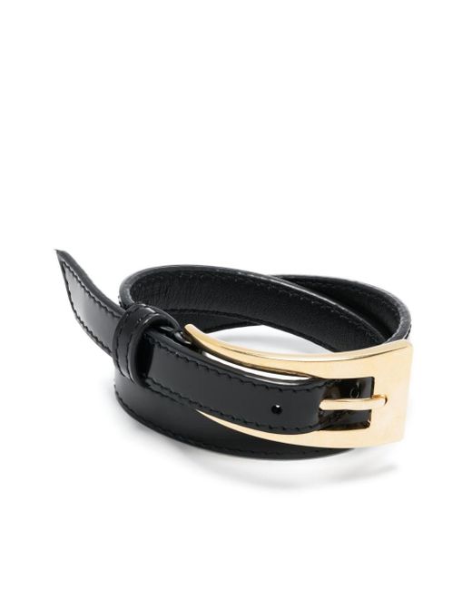 Saint Laurent Black Belt Leather Bracelet